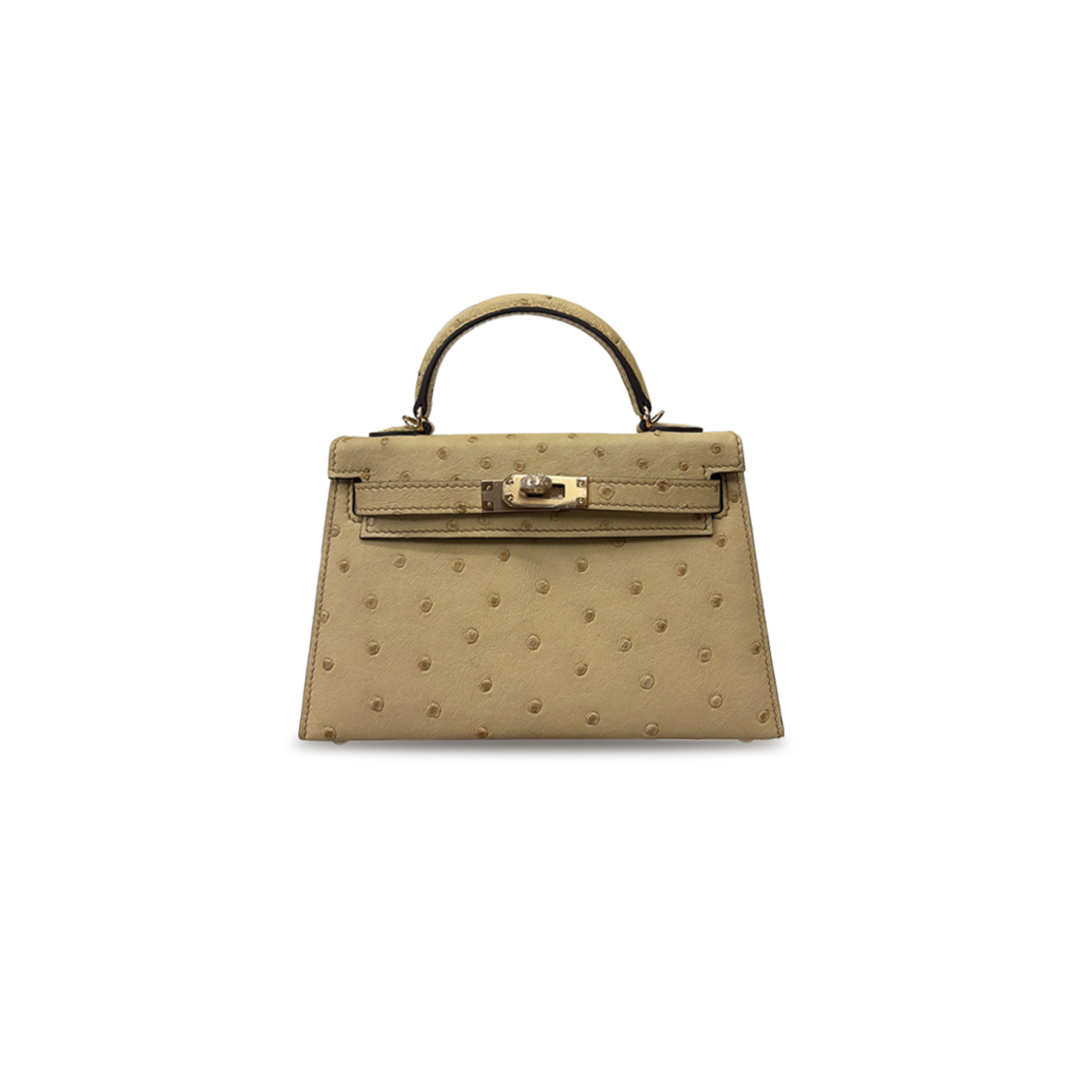 H**mes master mini kelly ii pochette trench ostrich gold hardware (19*12*5.5cm)
